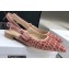 Dior J'Adior Slingback Ballerina Flats Crocodile-Effect Embroidered Velvet Pink 2021