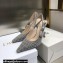 Dior Heel 9.5cm J'Adior Slingback Pumps Crocodile-Effect Embroidered Velvet Gray 2021