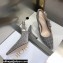 Dior Heel 9.5cm J'Adior Slingback Pumps Crocodile-Effect Embroidered Velvet Gray 2021