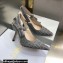 Dior Heel 9.5cm J'Adior Slingback Pumps Crocodile-Effect Embroidered Velvet Gray 2021