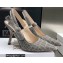 Dior Heel 9.5cm J'Adior Slingback Pumps Crocodile-Effect Embroidered Velvet Gray 2021