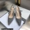 Dior Heel 6.5cm J'Adior Slingback Pumps Crocodile-Effect Embroidered Velvet Gray 2021