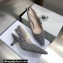 Dior Heel 6.5cm J'Adior Slingback Pumps Crocodile-Effect Embroidered Velvet Gray 2021