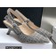 Dior Heel 6.5cm J'Adior Slingback Pumps Crocodile-Effect Embroidered Velvet Gray 2021