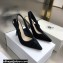 Dior Heel 9.5cm J'Adior Slingback Pumps Crocodile-Effect Embroidered Velvet Black 2021