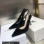 Dior Heel 9.5cm J'Adior Slingback Pumps Crocodile-Effect Embroidered Velvet Black 2021