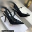 Dior Heel 9.5cm J'Adior Slingback Pumps Crocodile-Effect Embroidered Velvet Black 2021