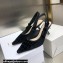 Dior Heel 6.5cm J'Adior Slingback Pumps Crocodile-Effect Embroidered Velvet Black 2021