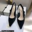 Dior Heel 6.5cm J'Adior Slingback Pumps Crocodile-Effect Embroidered Velvet Black 2021