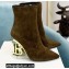 Balmain Heel 9.5cm Nicole Ankle Boots Suede Khaki 2021