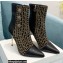 Balmain Heel 9.5cm Roni Ankle Boots Bimaterial Jacquard and Leather Black/Brown with Balmain Monogram 2021