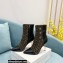 Balmain Heel 9.5cm Roni Ankle Boots Bimaterial Jacquard and Leather Black/Brown with Balmain Monogram 2021