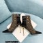 Balmain Heel 9.5cm Roni Ankle Boots Bimaterial Jacquard and Leather Black/Brown with Balmain Monogram 2021