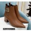 Balmain Heel 6cm Ankle Boots Leather Brown with Balmain Monogram Logo 2021