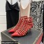 Valentino Heel 6cm Rockstud Alcove Boots in Leather Red 2021