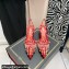 Valentino Heel 6cm Rockstud Alcove Slingback Pumps in Mesh and Leather Patent Red 2021