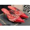 Valentino Heel 6cm Rockstud Alcove Mules in Mesh and Leather Patent Red 2021