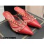 Valentino Heel 6cm Rockstud Alcove Mules in Mesh and Leather Red 2021