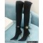 Balmain Heel 9.5cm Raven Thigh-high Boots Knit Black with Monogram Strap 2021