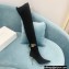 Balmain Heel 9.5cm Raven Thigh-high Boots Knit Black with Monogram Strap 2021