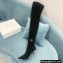 Balmain Heel 9.5cm Raven Thigh-high Boots Knit Black with Monogram Strap 2021