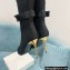 Balmain Heel 9.5cm Raven Thigh-high Boots Knit Black with Monogram Strap 2021