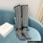 Balmain Heel 9.5cm Raven Thigh-high Boots Knit Black/White with Monogram Strap 2021