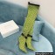 Balmain Heel 9.5cm Raven Thigh-high Boots Knit Green with Monogram Strap 2021
