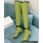 Balmain Heel 9.5cm Raven Thigh-high Boots Knit Green with Monogram Strap 2021
