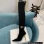 Balmain Heel 9.5cm Raven Thigh-high Boots Knit Black 2021