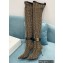 Balmain Heel 9.5cm Raven Thigh-high Boots Knit Brown with Monogram Strap 2021