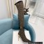 Balmain Heel 9.5cm Raven Thigh-high Boots Knit Brown with Monogram Strap 2021