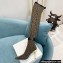 Balmain Heel 9.5cm Raven Thigh-high Boots Knit Brown with Monogram Strap 2021