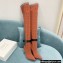 Balmain Heel 9.5cm Raven Thigh-high Boots Knit Orange with Monogram Strap 2021