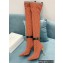 Balmain Heel 9.5cm Raven Thigh-high Boots Knit Orange with Monogram Strap 2021