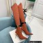 Balmain Heel 9.5cm Raven Thigh-high Boots Knit Orange with Monogram Strap 2021