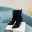 Balmain Heel 9.5cm Stretch Knit Skye Ankle Boots Black With Balmain Monogram 2021