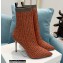 Balmain Heel 9.5cm Stretch Knit Skye Ankle Boots Orange With Balmain Monogram 2021