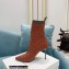 Balmain Heel 9.5cm Stretch Knit Skye Ankle Boots Orange With Balmain Monogram 2021