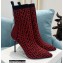 Balmain Heel 9.5cm Stretch Knit Skye Ankle Boots Red With Balmain Monogram 2021