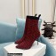 Balmain Heel 9.5cm Stretch Knit Skye Ankle Boots Red With Balmain Monogram 2021