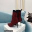 Balmain Heel 9.5cm Stretch Knit Skye Ankle Boots Red With Balmain Monogram 2021