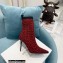 Balmain Heel 9.5cm Stretch Knit Skye Ankle Boots Red With Balmain Monogram 2021