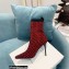 Balmain Heel 9.5cm Stretch Knit Skye Ankle Boots Red With Balmain Monogram 2021