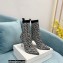 Balmain Heel 9.5cm Stretch Knit Skye Ankle Boots Black/White With Balmain Monogram 2021