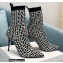 Balmain Heel 9.5cm Stretch Knit Skye Ankle Boots Black/White With Balmain Monogram 2021
