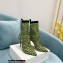 Balmain Heel 9.5cm Stretch Knit Skye Ankle Boots Green With Balmain Monogram 2021