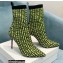 Balmain Heel 9.5cm Stretch Knit Skye Ankle Boots Green With Balmain Monogram 2021