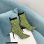 Balmain Heel 9.5cm Stretch Knit Skye Ankle Boots Green With Balmain Monogram 2021