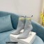 Balmain Heel 9.5cm Stretch Knit Skye Ankle Boots Gray 2021